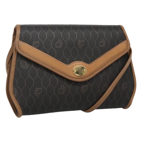Christian Dior Honeycomb Canvas Shoulder Bag PVC Black - Picture 1 of 16